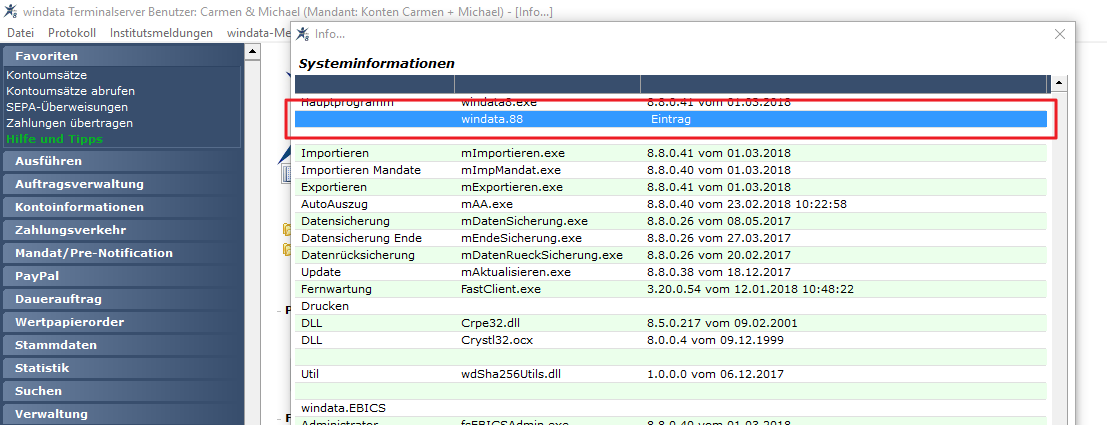 windata Systeminformationen