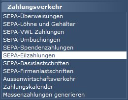 Aufruf SEPA-Eilzahlung