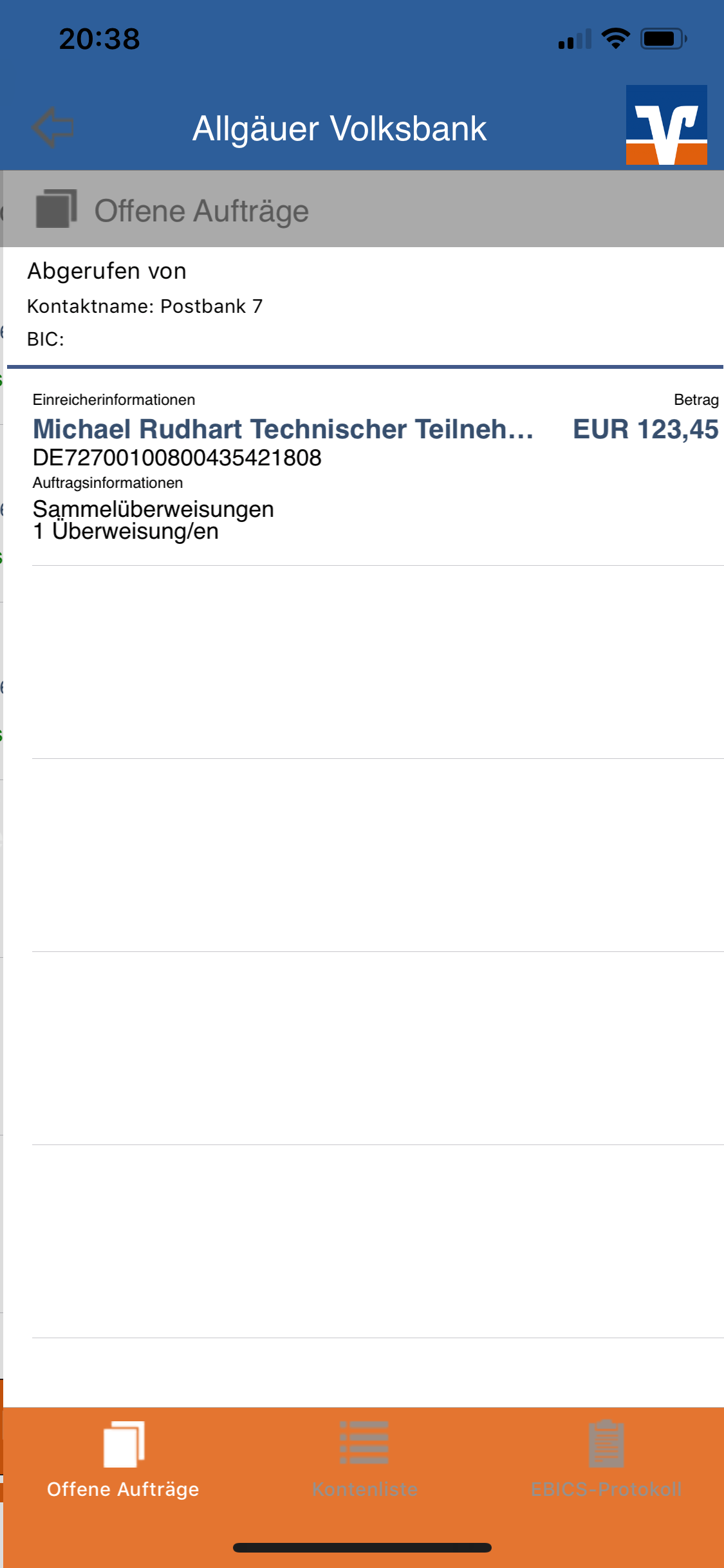 Abgerufene Sammelzahlungen anzeigen