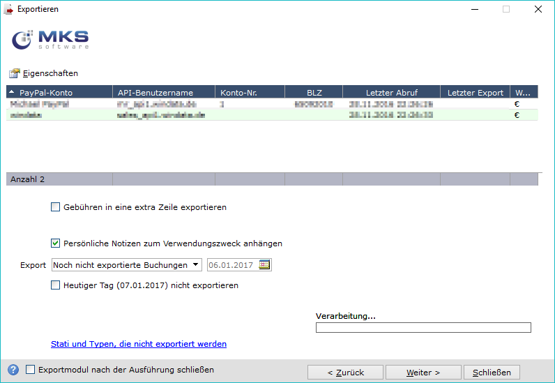 PayPal-Zahlungen im MKS-Format exportieren