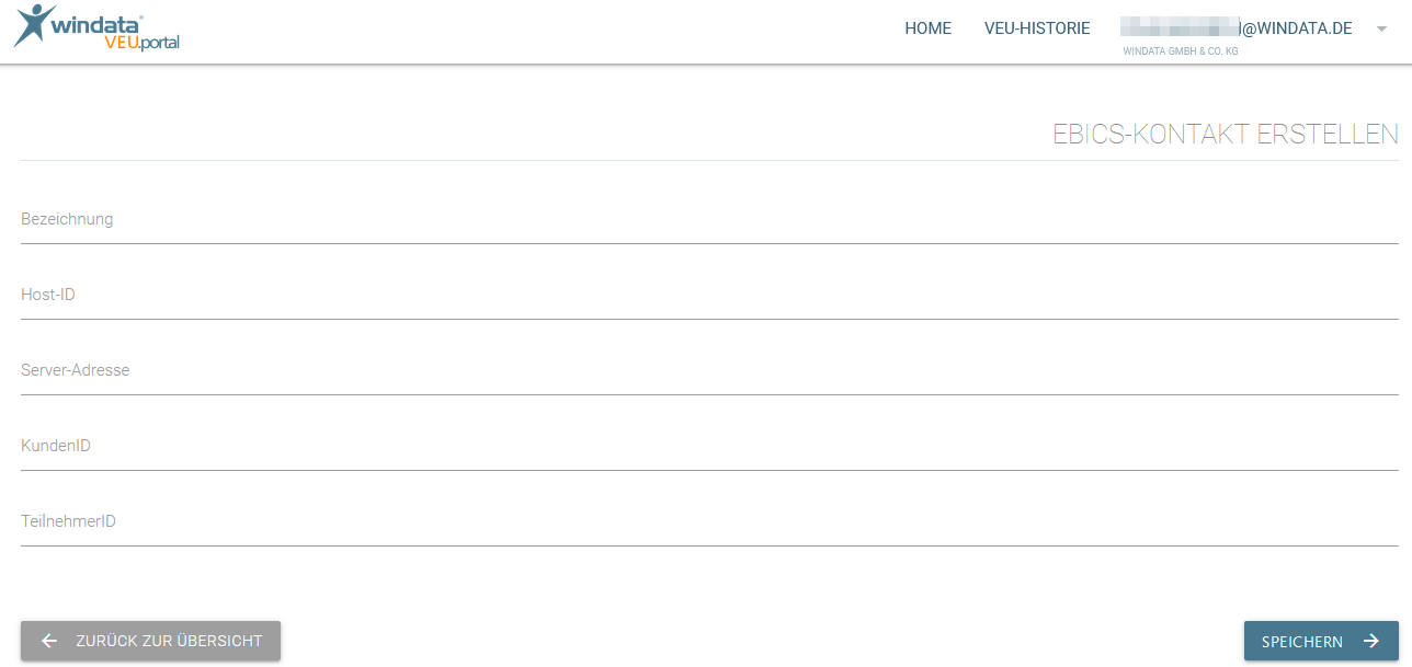EBICS-Kontakt im VEU-Portal anlegen