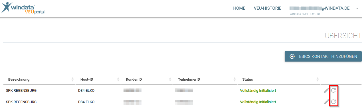 VEU-Portal Nutzeransicht