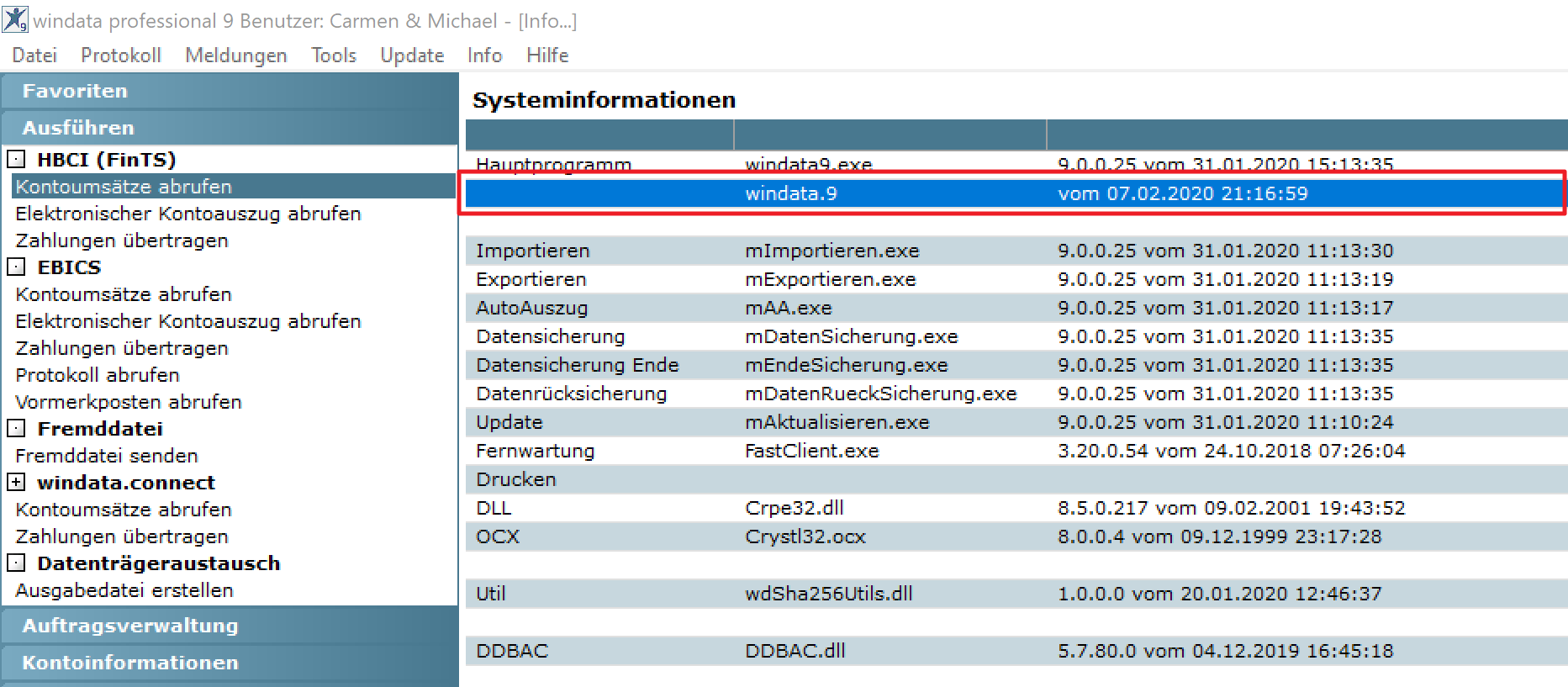windata Systeminformationen