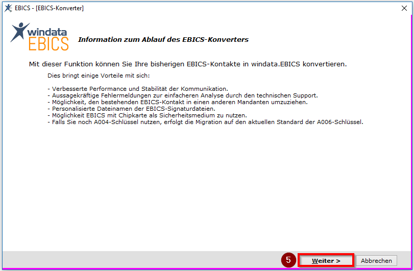 Informationen zum Ablauf des EBICS-Konverters