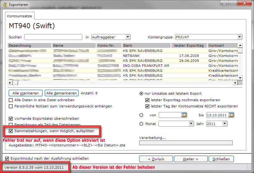 Sammelzahlungen splitten Bug.png